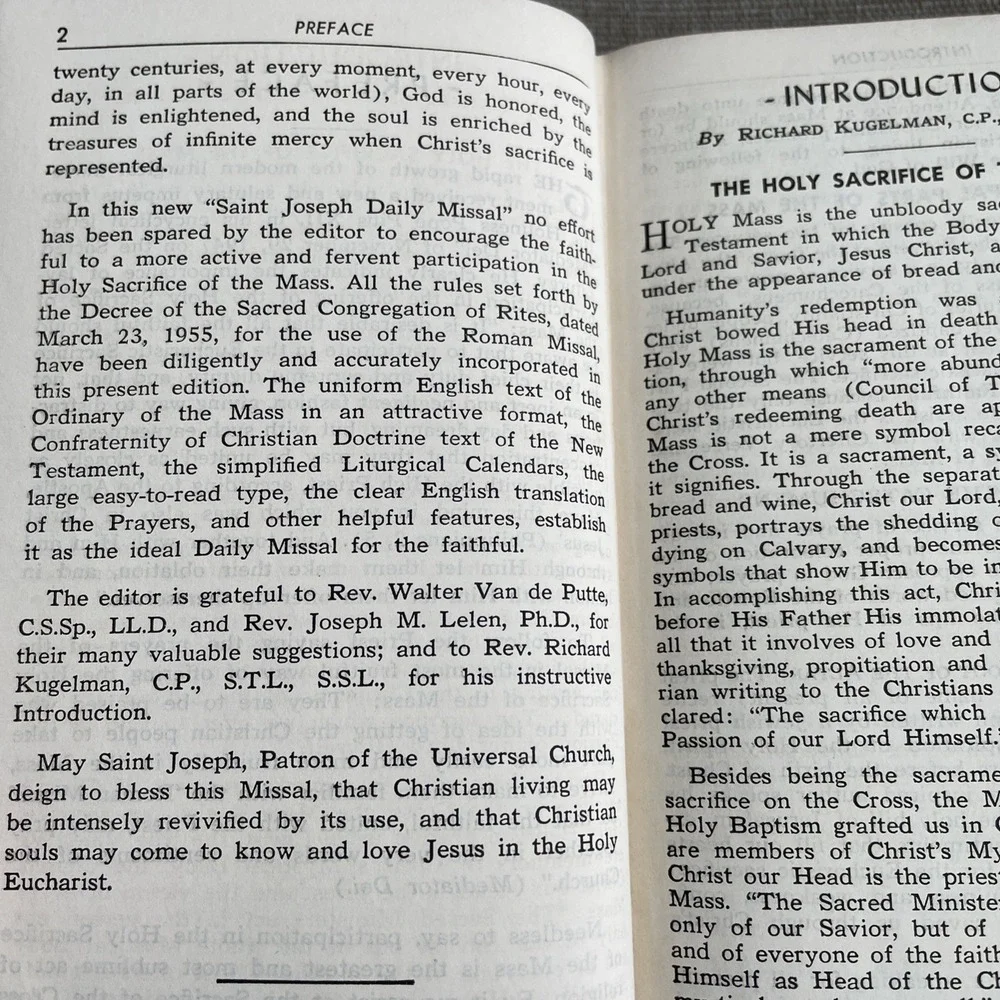 Saint Joseph Daily Missal 1956 Catholic Prayer Book Confraternity Revised Editio